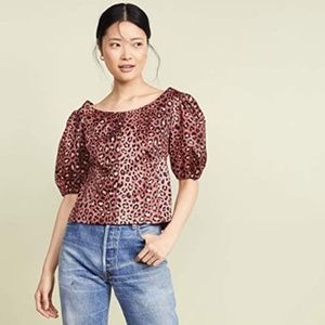 {Rebecca Taylor} Short Sleeve Leopard Top - Sz 8